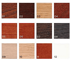 ESSENZE LEGNO

- 01. FRASSINO TINTO NOCE CHIARO
- 02. FRASSINO TINTO NOCE SCURO
- 03. FRASSINO TINTO ROVERE
- 04. MOGANO NATURALE
- 05. TULIPIER TINTO CILIEGIO
- 06. ALDER TINTO CILIEGIO
- 07. ROVERE TINTO WENGÈ
- 08. ROVERE TINTO GRIGIO
- 09. ROVERE SBIANCATO
- 10. ROVERE NATURALE
- 11. CILIEGIO NATURALE
- 12. LACCATO BIANCO 9010