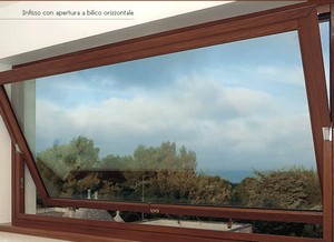 Infisso con apertura a bilico orizzontale.