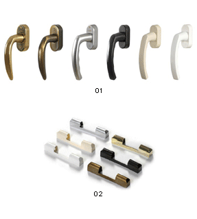 ALLUMINIO - LEGNO / ALLUMINIO - ALLUMINIO

- 01. MANIGLIE

OTTONE LUCIDO
BRONZATO
ARGENTO SATINATO
MARRONE
AVORIO
BIANCO

- 02. CERNIERE

OTTONE LUCIDO
BRONZATO
ARGENTO SATINATO
MARRONE
AVORIO
BIANCO
- 01. NOCE AMERICANO
- 02. NOCE AMERICANO GRINZ
- 03. NOCE CALIFORNIA
- 04. NOCE CALIFORNIA GRINZ
- 05. NOCE SCURO
- 06. NOCE SCURO GRINZ
- 07. CILIEGIO
- 08. CILIEGIO GRINZ
- 09. CILIEGIO CHIARO
- 10. CILIEGIO CHIARO GRINZ
- 11. ACACIA SCURO
- 12. ROVERE GRINZ
- 13. NOCE REALE
- 14. ABETE GRINZ
- 15. CILIEGIO ROSSO
- 16. PACIFICO GRINZ
- 17. DOUGLAS
- 18. DOUGLAS GRINZ
- 19. RENOLIT CHIARO
- 20. RENOLIT SCURO